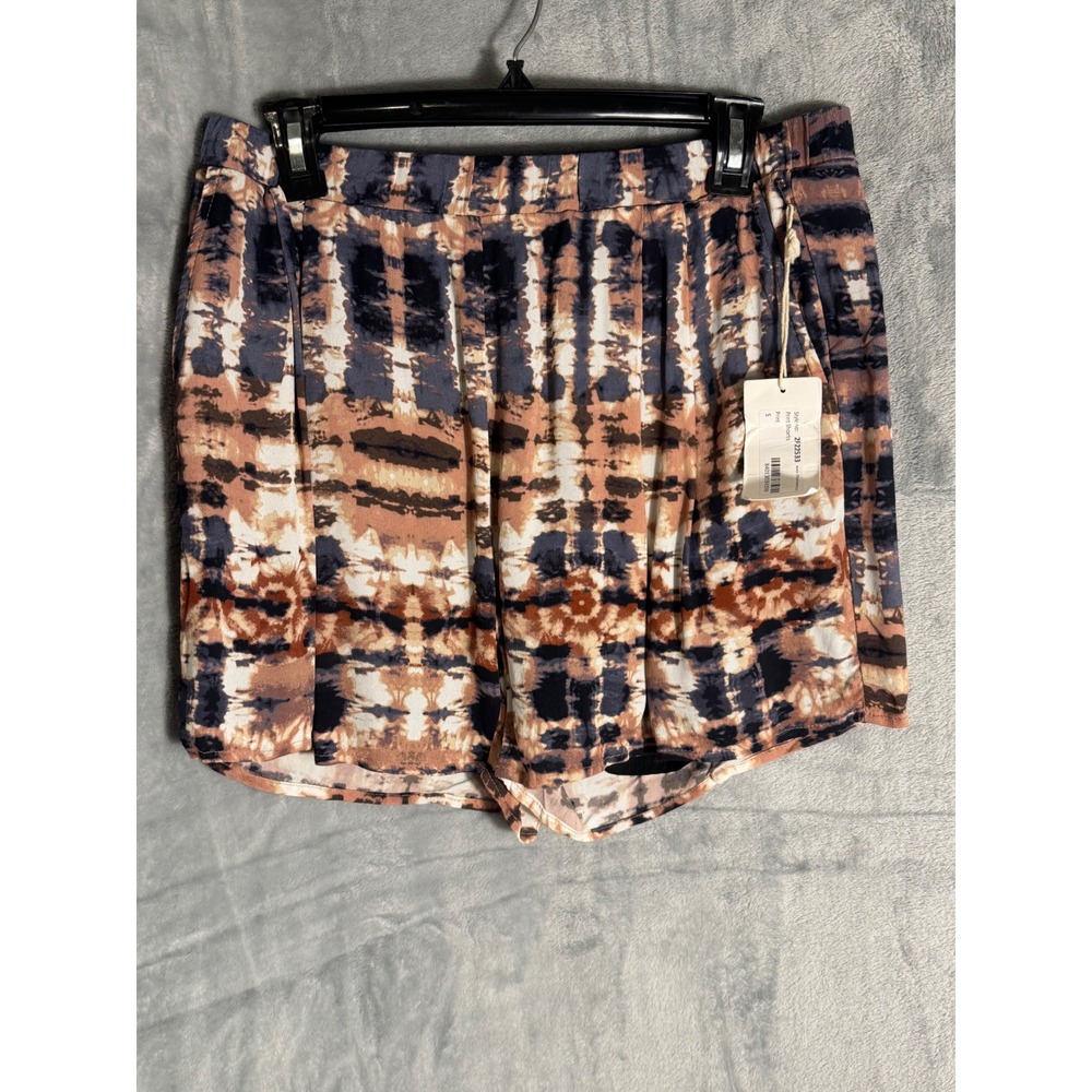 Fifteen Twenty Abstract Print Shorts Brown Navy Tie Dye 2F22533 Small NWT